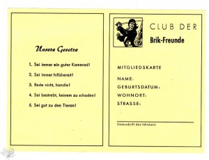 Club der Brik Freunde Mitgliedskarte Version B