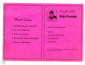 Club der Raka Freunde Mitgliedskarte 