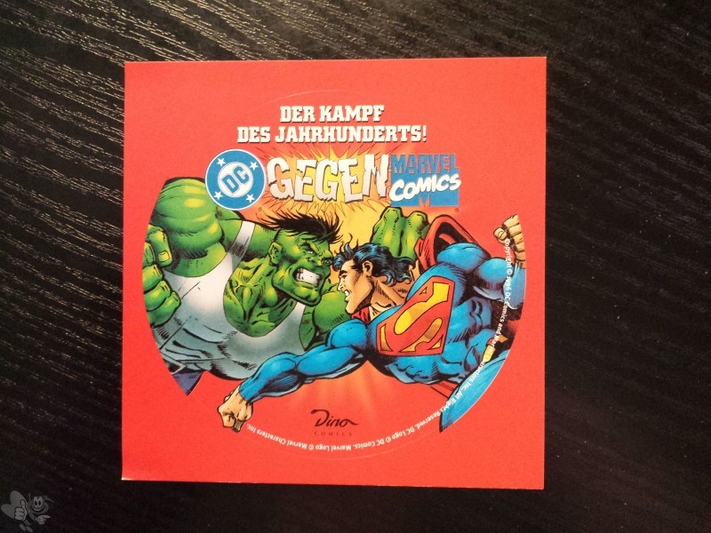 Aufkleber DC gegen MARVEL Dino rot Hulk vs. Superman 1996 