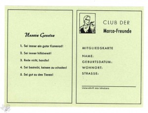Club der Marco Freunde Mitgliedskarte dunkles grün 