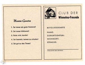 Club der Winnetou Freunde Mitgliedskarte Version A 