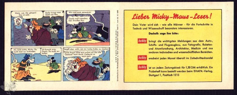 Micky Maus 1962: Nr. 51 - lose Beilage 1 Comicstreifen