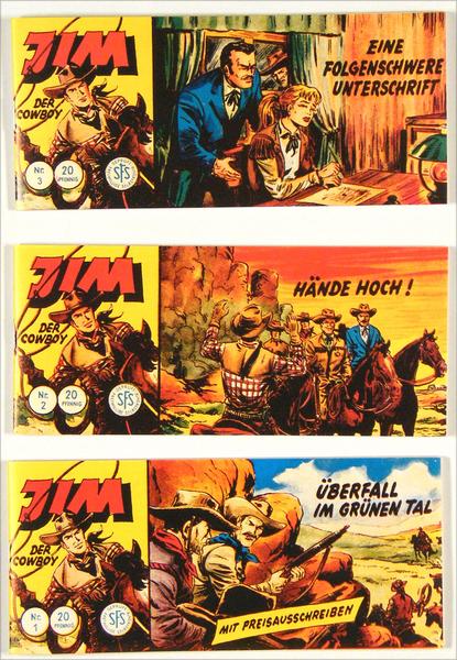 Jim der Cowboy Nr. 1 - 3 komplette Piccolo Serie als Nachdruck