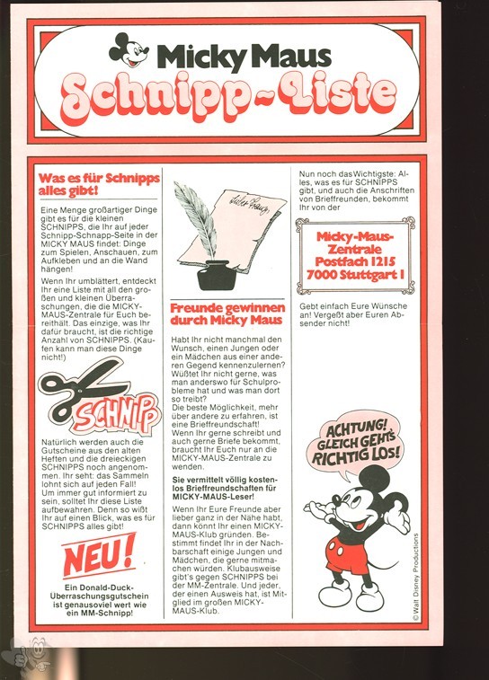 Micky Maus Schnippliste D