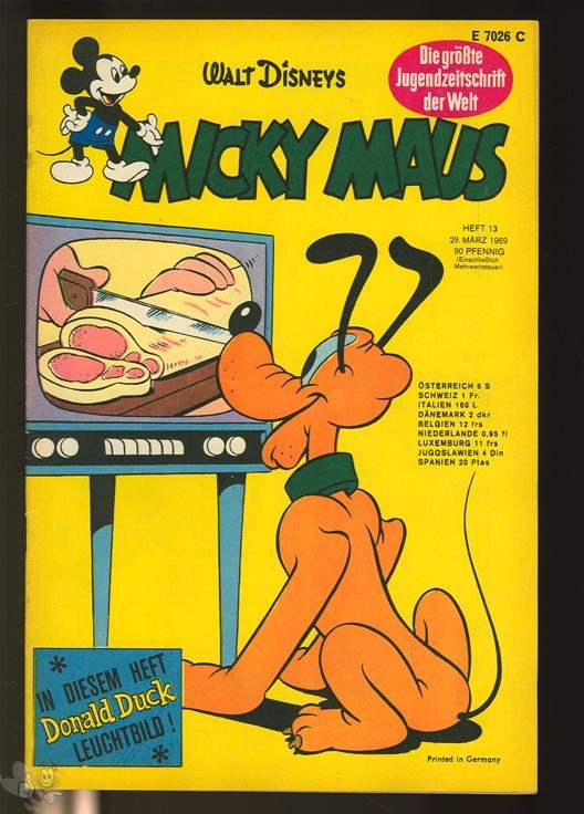 Micky Maus 13/1969 mit Leuchtbild + Klappseiten
