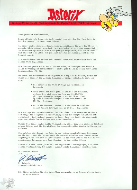 Asterix Verlagsschreiben (1)