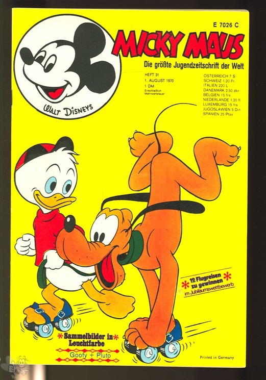 Micky Maus 31/1970 mit Leuchtbild  + Klappseiten