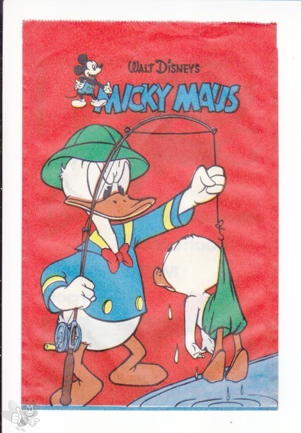 Micky Maus Papiertüte mit Werbung von Mickyvision