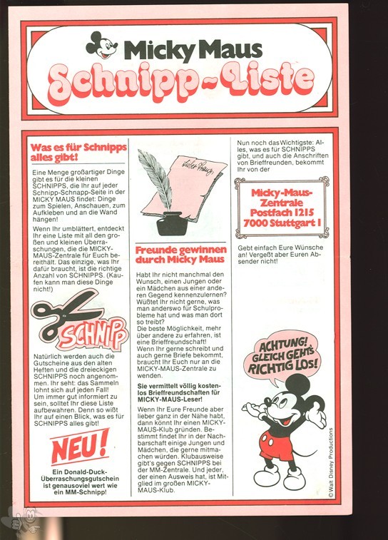 Micky Maus Schnippliste A