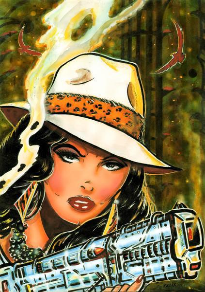 Original Art Illustration Trading Card Indiana Josie