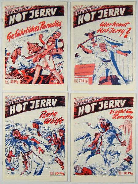 Texasreiter Hot Jerry Nr. 1 - 4 komplett, schöner, originalgetreuer Nachdruck der Serie des Jupiter Verlages von 1950